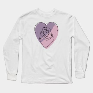 Minimalist Abstract Silhouette Of Lesbian Couple Long Sleeve T-Shirt